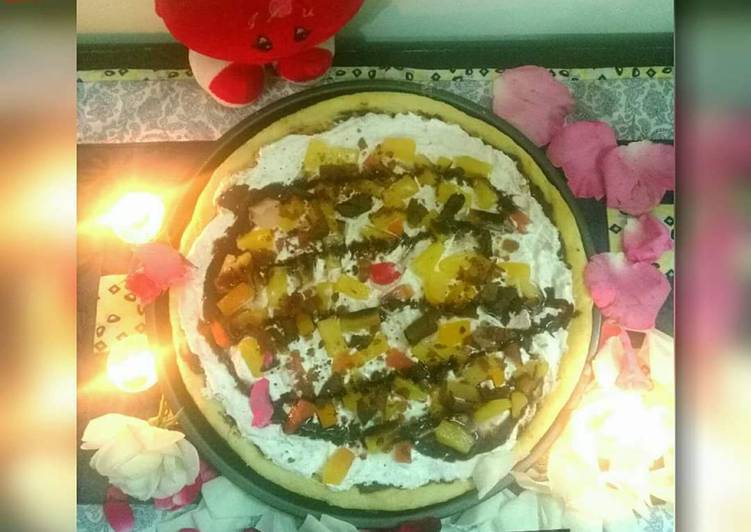 Simple Way to Make Quick Choco Fruity Creamy pizza