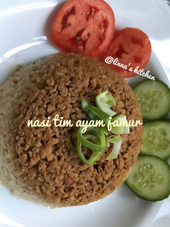 Foto resep Nasi tim ayam jamur