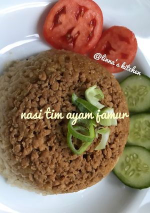 Foto resep Nasi tim ayam jamur