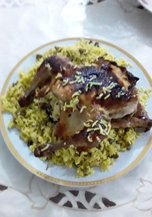 صورة لوصفة دجاج مع الارز المفلفل