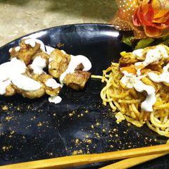 A picture of Chicken creamy stick with spaghetti #ramadan challenge 2nd week.