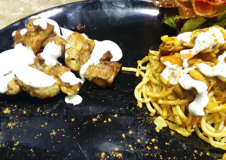 Chicken creamy stick with spaghetti #ramadan challenge 2nd week