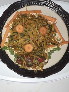 A picture of Home made Abacha with ugba.