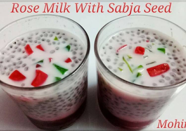 Rose milk with sabja seed