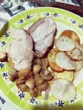 Colita de cuadril de cerdo con salsa de cerveza y champiñones