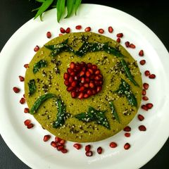 A picture of Palak Dhokla / Spinach Dhokla.