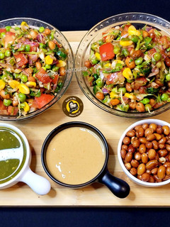 A picture of Healthy And Proteinaceous Salad With Tahini Paste Dressing.