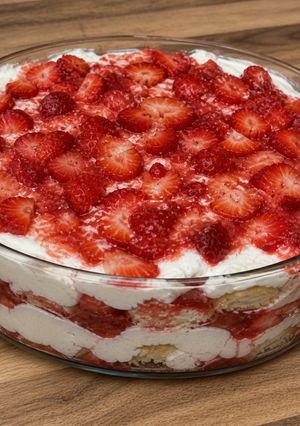 Epermisu, azaz krémes, epres desszert sütés nélkül recept fotója