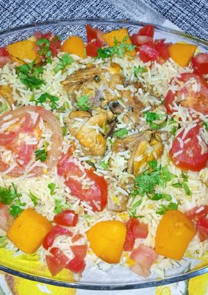 A picture of Fried Chicken And Potato Biryani.
