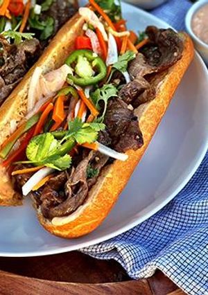 A picture of Grilled Wagyu Beef Banh Mi.