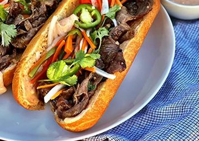 Recipe of Perfect Grilled Wagyu Beef Banh Mi