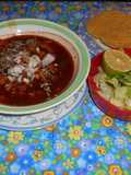 Pozole rojo de pollo