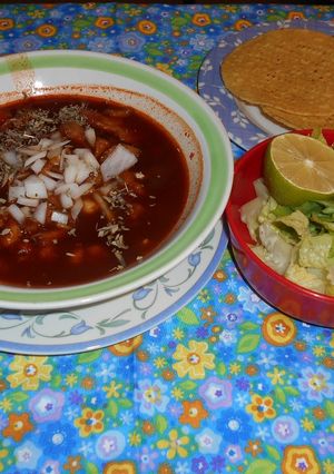 A picture of Red Chicken Pozole.