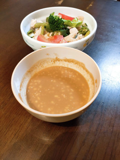 A picture of Peanut Butter + Ponzu = Sesame Sauce!.