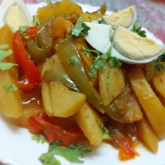 A picture of Rainbow Capsicum potato fry..
