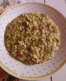 Risotto con salsiccia e spinaci