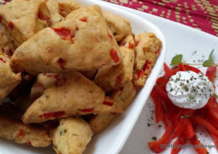 Steps to Make Minty buttermilk scones with cheese &amp; bell pepper Ultimate