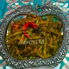 A picture of Rajasthani dry gawarphali sabji.