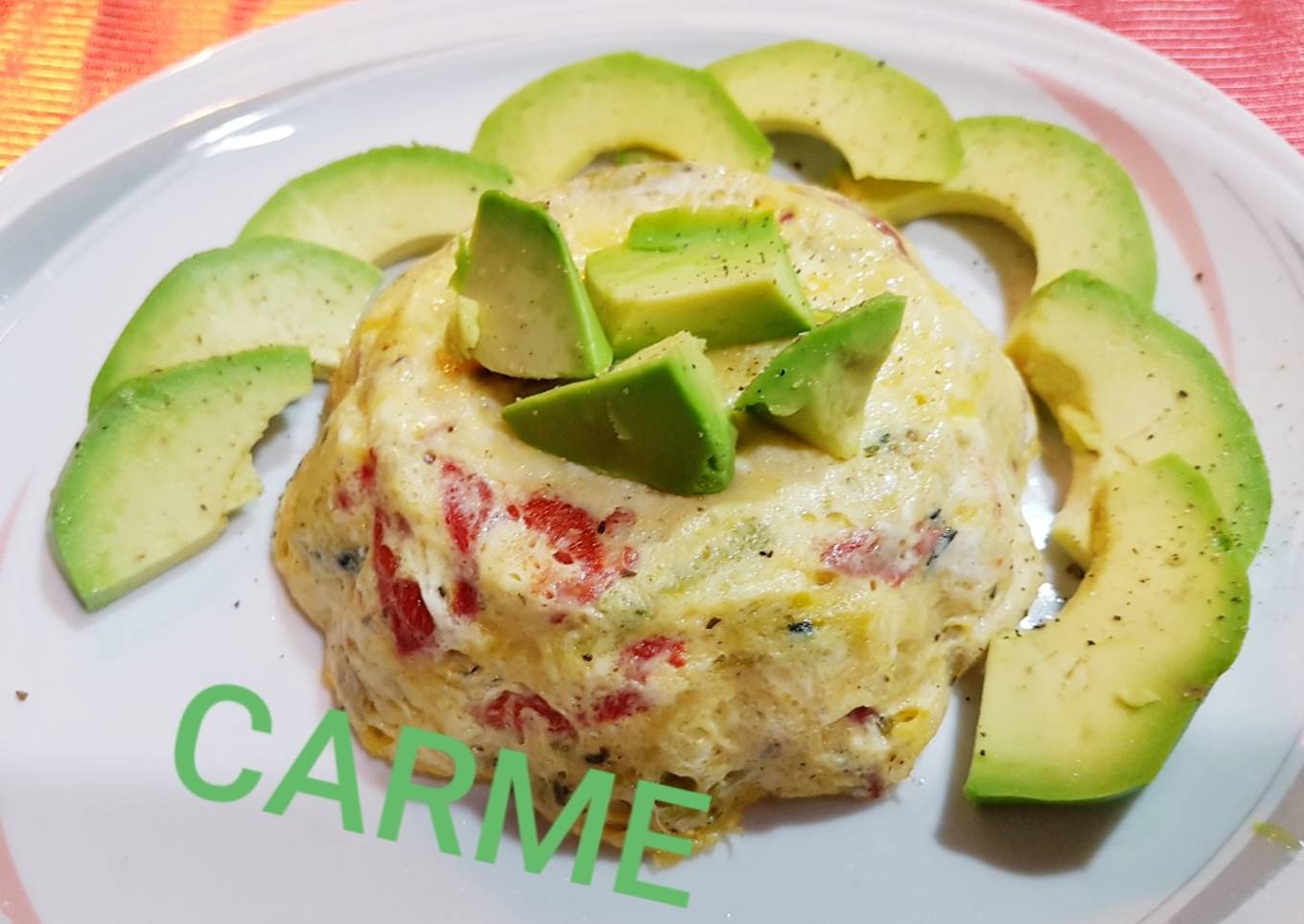 Tortilla de calabacín con pimiento morrón