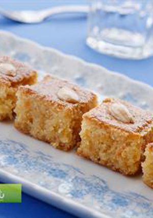 A picture of Semolina cake in sugar syrup - nammoura.