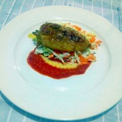 A picture of Chicken Triangle and Slaw.