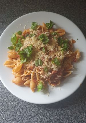 A picture of Mushroom and Beef Bolognese Conchiglie.