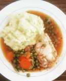 Pollo arvejado con puré