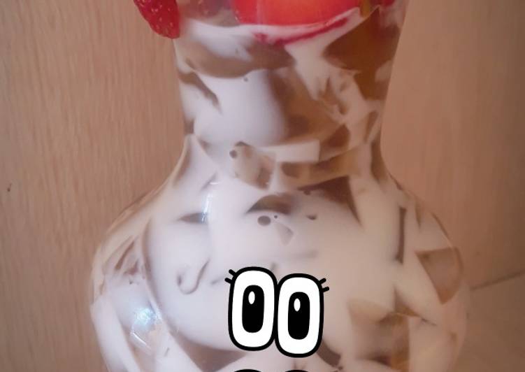 Resep Es jeli cincau susu | Langkah Membuat Es jeli cincau susu Yang Menggugah Selera