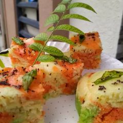 A picture of Tricolor healthy dhokla.
