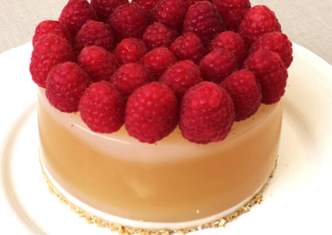 Tarta de leche de arroz con frambuesas