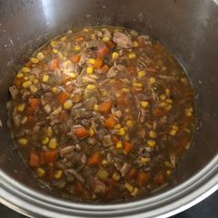 A picture of Use-up Chicken Carcass, Sweetcorn & Pasta Broth.