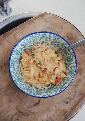 Une photo de Pâtes à la feta et au potimarron