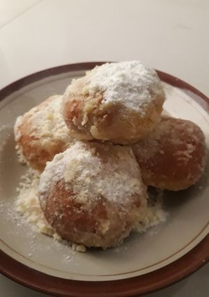 Foto resep Donat labu kuning coklat lumer didalam