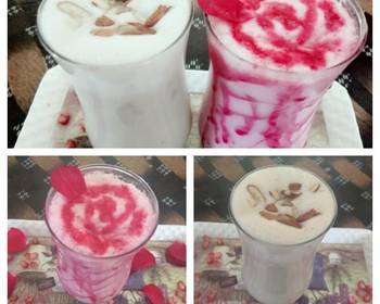 Easy Making Recipe Rose Milk And Banana Shake Very Delicious