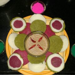 A picture of Colourful idli.