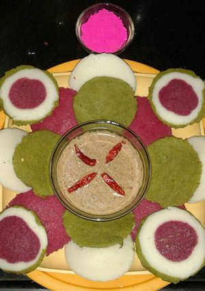 A picture of Colourful idli.