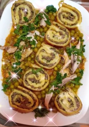 صورة لوصفة مرقة جلبانة مع رولي البطاطا 😋😋😋
