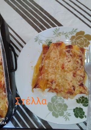 Φωτογραφία της συνταγής Κανελόνια με κοτόπουλο, μπέικον και ντομάτα
