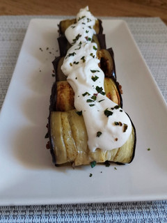 Una foto de Canelones de berenjena con carne picada