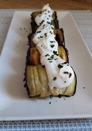 Una foto de Canelones de berenjena con carne picada