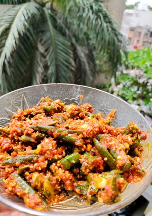 A picture of Stuffed Bhindi/Masala Bhindi.