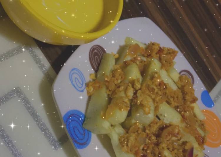 Simple Way to Make Quick Yam fingers and egg sauce with custard