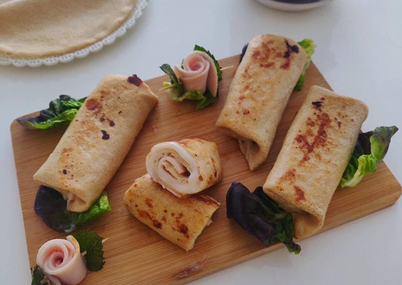 Crêpes salées à la farine d’épeautre au jambon/béchamel