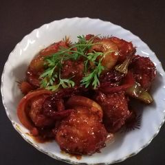 Spicy schezwan sweet corn balls A picture of Spicy schezwan sweet corn balls.