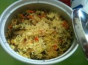 A picture of onion potato biryani