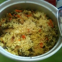 Vegetable Biryani - prepared in a rice cooker A picture of Vegetable Biryani - prepared in a rice cooker.