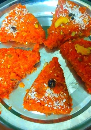 A picture of Carrot halwa with condensed milk.