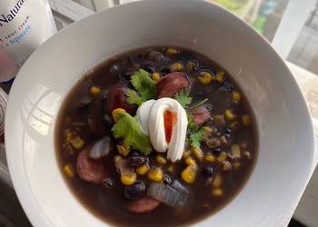 Unique Cuisine Black Bean Corn  Sausage Soup Delicious Simple