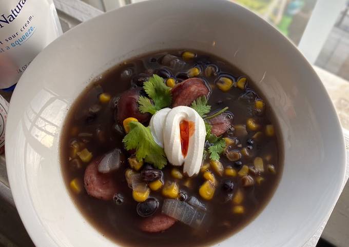 Simple Way to Make Ultimate Black Bean, Corn &amp; Sausage Soup