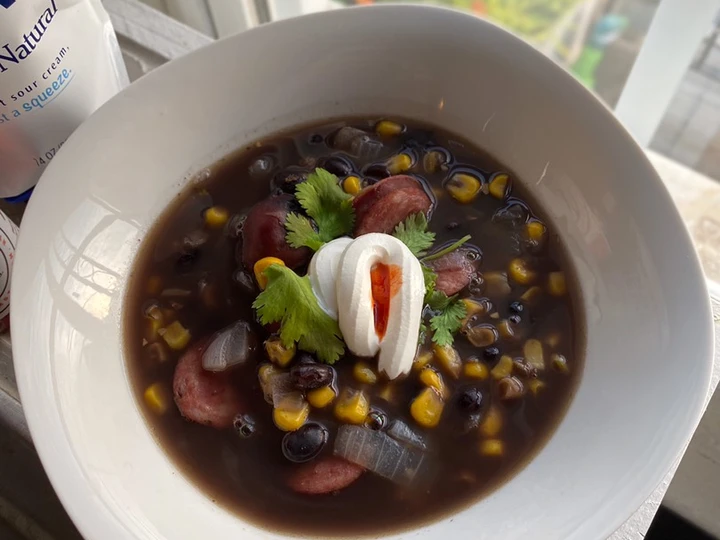 Easy Steps to Prepare Black Bean, Corn &amp;amp; Sausage Soup which Delicious